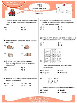 ilkokul 1. Sınıf Genel Tekrar Testleri 